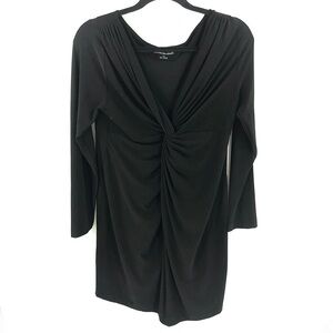 Norma Kamali Empire Twist Dress Womens Large Black Stretch Minimalist Classy LBD